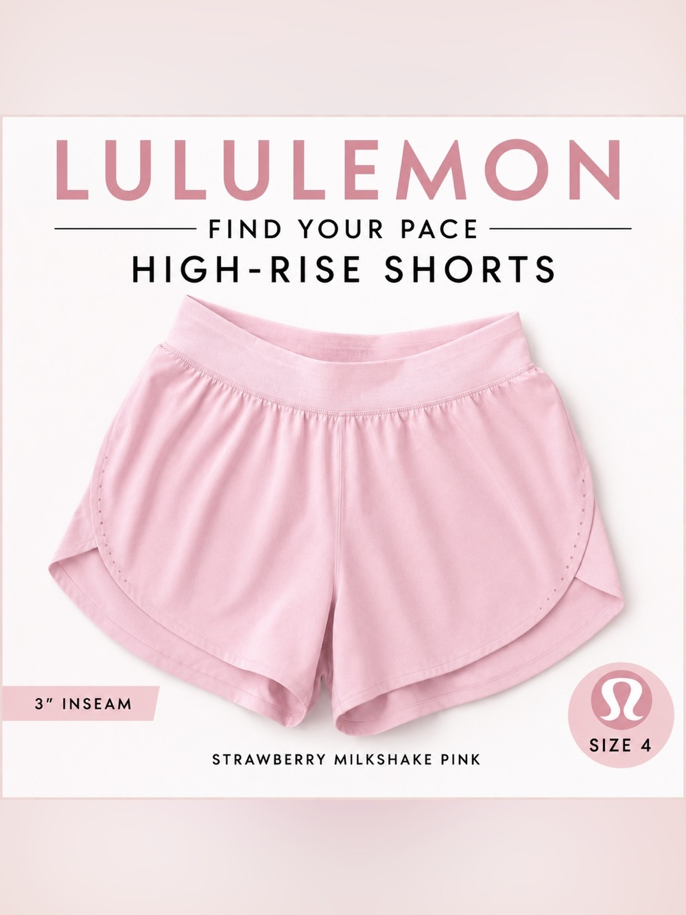 RARE Lululemon Find Your Pace High-Rise Shorts 3" strawberry Milkshake Pink 4